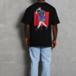 Baskılı T-Shirt Bisiklet Yaka Oversize T-Shirt - - Siyah