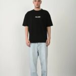 Erkek Baskılı T-Shirt Kısa Kol Bisiklet Yaka Rahat Kalıp Tişört - Siyah