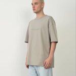 Baskılı T-Shirt Bisiklet Yaka T-Shirt - Boyalı Gri