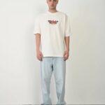 Erkek Baskılı T-Shirt Kısa Kol Bisiklet Yaka Rahat Kalıp Tişört  - Beyaz