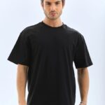 Erkek Düz Yazlık Kısa Kol Tişört Bisiklet Yaka Oversize T-Shirt - Siyah