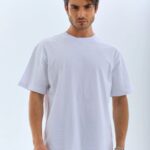 Düz T-Shirt Bisiklet Yaka Oversize T-Shirt - Beyaz