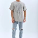T-Shirt TAŞ Detaylı Bisiklet Yaka T-Shirt - Gri