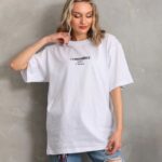 Kadın Kısa Kol Yazlık Tişört Bisiklet Yaka Baskılı Oversize T-Shirt - Beyaz