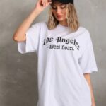 Baskılı T-Shirt Bisiklet Yaka Oversize T-Shirt - Beyaz