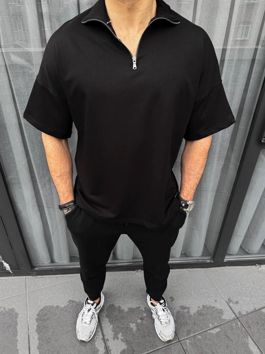 vlmrtr-4490_unisex-yarim-fermuarli-basic-t-shirt-siyah-63734175-sw960sh1280-33ozzmj9.jpg Erkek Yarım Fermuarlı Kısa kol T-Shirt - Siyah - Görsel 1