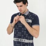 Polo Yaka T-Shirt Baskılı T-Shirt - Lacivert