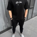 Baskılı T-Shirt Bisiklet Yaka T-Shirt - Siyah