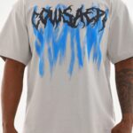 Erkek Baskılı T-Shirt Kısa Kol Bisiklet Yaka Rahat Kalıp Tişört - Gri