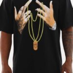 Erkek Baskılı T-Shirt Kısa Kol Bisiklet Yaka Rahat Kalıp Günlük Tişört - Siyah