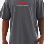 Baskılı T-Shirt Bisiklet Yaka T-Shirt - Füme