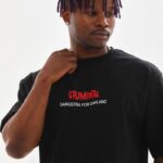 Baskılı T-Shirt Bisiklet Yaka T-Shirt - Siyah
