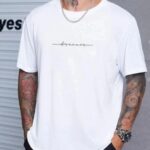 Baskılı T-Shirt Bisiklet Yaka T-Shirt - Beyaz