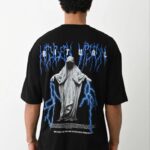 Erkek Baskılı Oversize  Kısa kol T-Shirt - Siyah