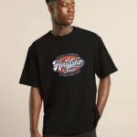 Baskılı T-Shirt Bisiklet Yaka T-Shirt - Siyah