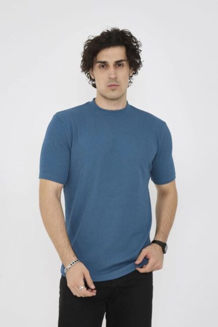 T-Shirt Bisiklet Yaka T-Shirt- Turkuaz