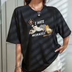 T-Shirt Bisiklet Yaka Baskılı Oversize T-Shirt - Siyah