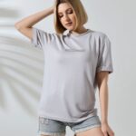 Bisiklet Yaka Baskılı T-Shirt - Boyalı Gri