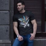 Bisiklet Yaka Baskılı T-Shirt - Siyah