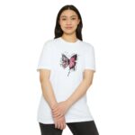 Bisiklet Yaka kelebek Baskılı T-Shirt - Beyaz