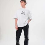 Bisiklet Yaka Baskılı T-Shirt - Beyaz