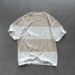 Erkek  Kısa kol  Bisiklet Yaka Parçalı T-Shirt - Bej