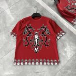 Erkek  Kısa kol Bisiklet Yaka Baskılı Oversize T-Shirt - Kırmızı