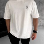 T-Shirt Bisiklet Yaka Baskılı Oversize T-Shirt - Beyaz