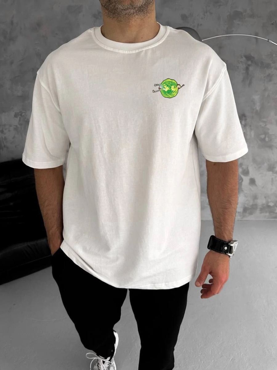 vlmrtr-5420_unisex-bisiklet-yaka-baskili-oversize-t-shirt-beyaz-71207594-sw960sh1280-17hq81js.jpg T-Shirt Bisiklet Yaka RİCK AND MORTY Baskılı T-Shirt - Beyaz - Görsel 1