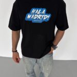 ERKEK Tişört Bisiklet Yaka Baskılı Oversize T-Shirt - Siyah