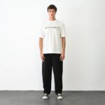 Baskılı T-Shirt Bisiklet Yaka T-Shirt- Beyaz