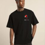 Baskılı T-Shirt Bisiklet Yaka T-Shirt - Siyah