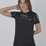 Baskılı T-Shirt Bisiklet Yaka Göğüs Fermuarlı T-Shirt - Siyah