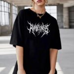 Baskılı T-Shirt Bisiklet Yaka Oversize T-Shirt - Siyah