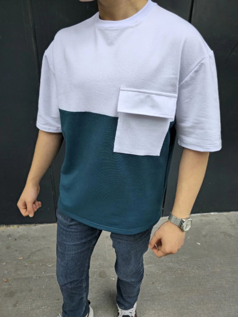 vlmrtr-5531_unisex-torba-cep-detayli-parcali-t-shirt-lacivert-52554289-sw960sh1280-1823h49j.jpg Erkek Kısa Kol Yazlık Tişört Torba Cepli Parçalı T-Shirt - Lacivert - Görsel 1