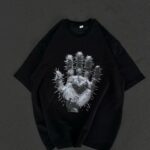 Kadın Baskılı T-Shirt Kısa Kol Bisiklet Yaka Regular Fit Rahat Kalıp Günlük Tişört  - Siyah
