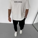 Erkek Yazlık Baskılı Tişört Bisiklet Yaka Kısa Kol Regular Fit T-Shirt - Beyaz