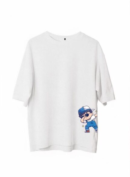 Baskılı T-Shirt Bisiklet Yaka T-Shirt - Beyaz