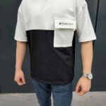 ERKEK Tişört Torba Cepli Parçalı Kısa Kol T-Shirt - Siyah