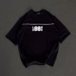 Baskılı T-Shirt Bisiklet Yaka Oversize T-Shirt - Siyah