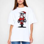 kadın Bisiklet Yaka Baskılı  Kısa kol Oversize T-Shirt - Beyaz