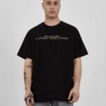 ERKEK Bisiklet Yaka Tişort Baskılı Oversize kısa kol T-Shirt - Siyah