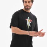 Erkek Baskılı T-Shirt Kısa Kol Bisiklet Yaka Regular Fit Rahat Kalıp Tişört -  Siyah