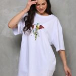 Baskılı T-Shirt Bisiklet Yaka T-Shirt - Beyaz