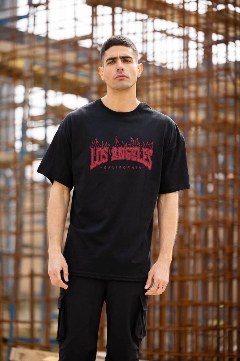 vlmrtr-5885_unisex-bisiklet-yaka-baskili-oversize-t-shirt-siyah-89002982-sw853sh1280-eu69hpsg.jpg T-Shirt Bisiklet Yaka Los Angeles Baskılı T-Shirt - Siyah - Görsel 1