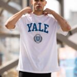 T-Shirt Bisiklet Yaka Yale Baskılı T-Shirt - Beyaz