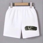 Kadın Beli Lastikli Baskılı Mini Şort - Beyaz