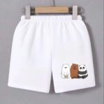 Kadın Beli Lastikli Baskılı Mini Şort - Beyaz