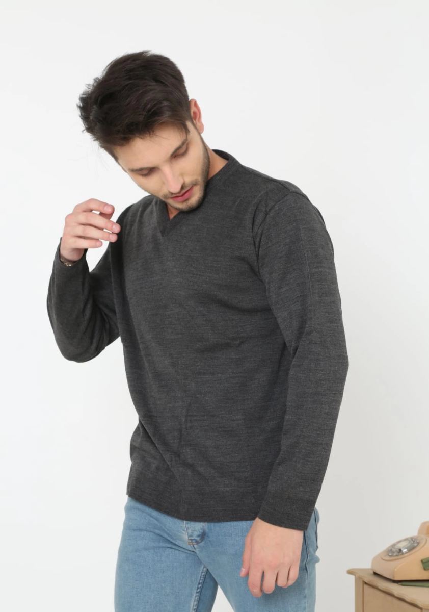 vlmrtr-6209_unisex-ince-cizgili-bisiklet-yaka-triko-kazak-antrasit-75862142-sw1123sh1600-3k66r61k.jpg V Yaka Kazak Düz Dokuma Triko - Antrasit - Görsel 1