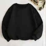 Kadın 3 İplik Pamuklu Bisikilet Yaka SweatShirt - Siyah